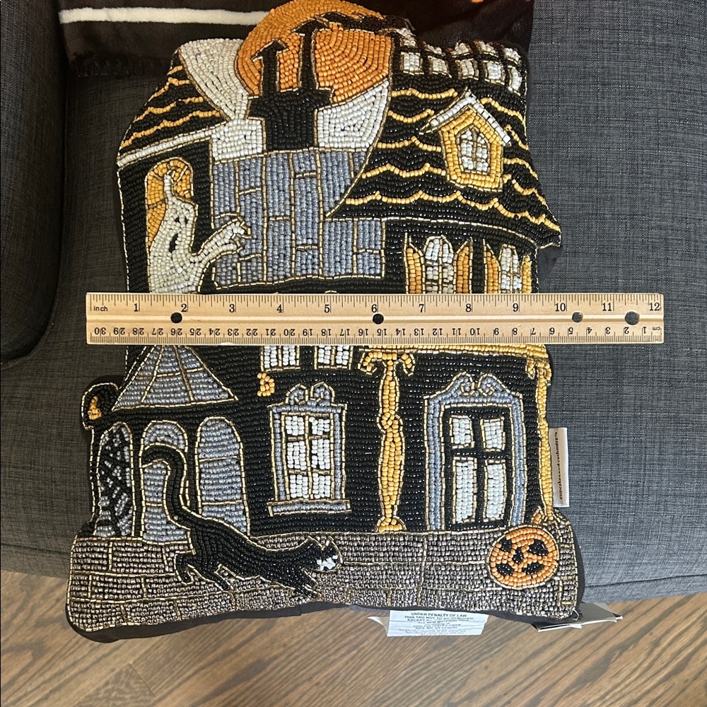 Haunted House Blanket and Beaded Haunted House Pillow Set - Picture 3 of 9
